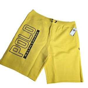 Polo Ralph Lauren Shorts Mens 2LT Yellow Big Logo Fleece  athletic causal short
